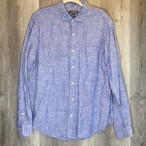 Lands' End Men's Blue 100%Linen Shirt